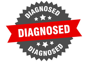 diagnosed round isolated ribbon label. diagnosed sign
