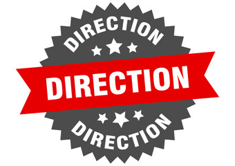 direction round isolated ribbon label. direction sign