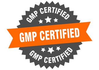 gmp certified round isolated ribbon label. gmp certified sign
