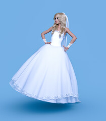 Fototapeta na wymiar Beautiful woman in white wedding dress.