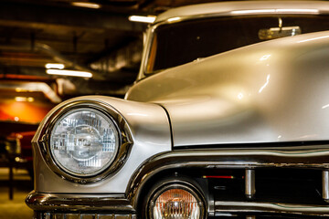 light retro car close up.