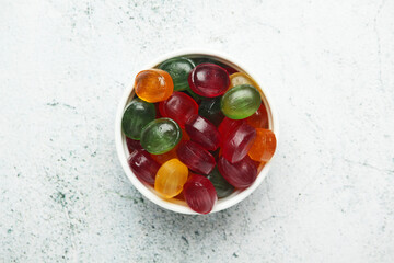 A bowl with bright candy sweets