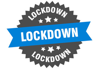 lockdown round isolated ribbon label. lockdown sign