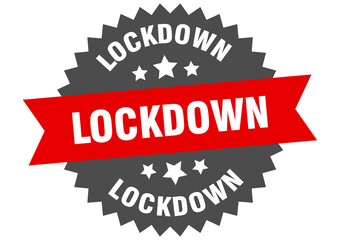 lockdown round isolated ribbon label. lockdown sign