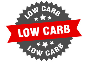low carb round isolated ribbon label. low carb sign