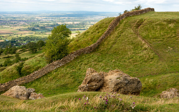 Dry Stone Wall On Bredon Hill, Kemerton, Pershore, Worcestershire England UK