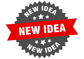 new idea round isolated ribbon label. new idea sign