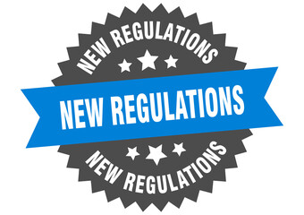 new regulations round isolated ribbon label. new regulations sign