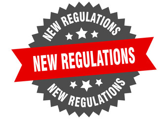 new regulations round isolated ribbon label. new regulations sign