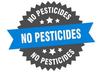 no pesticides round isolated ribbon label. no pesticides sign