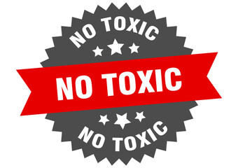 no toxic round isolated ribbon label. no toxic sign