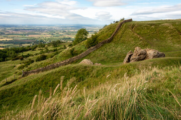 Dry stone wall on Bredon Hill, Kemerton, Pershore, Worcestershire England UK