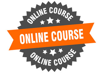 online course round isolated ribbon label. online course sign