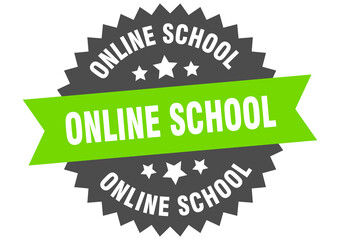 online school round isolated ribbon label. online school sign