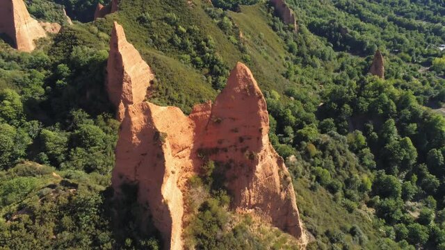 Las Medulas. Roman gold mine in Leon,Spain  Aerial Drone Footage. UNESCO World  Heritage Site