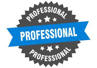 professional round isolated ribbon label. professional sign