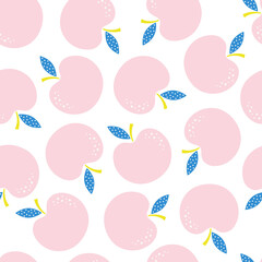 seamless pattern with pink apples, vector illustration