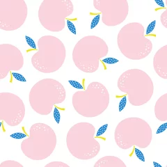 Wall murals Light Pink seamless pattern with pink apples, vector illustration