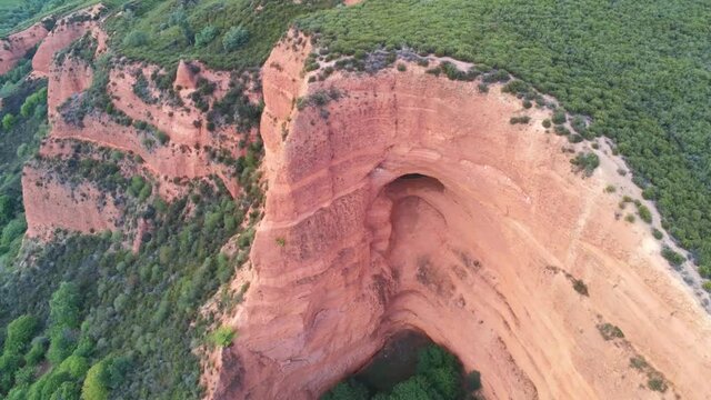 Las Medulas. Roman gold mine in Leon,Spain  Aerial Drone Footage. UNESCO World  Heritage Site