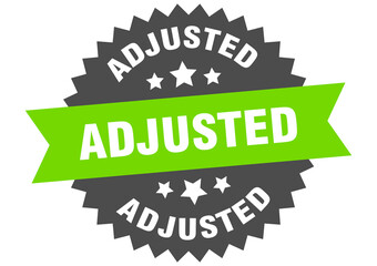 adjusted round isolated ribbon label. adjusted sign