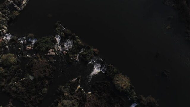 Beautiful river in Ledesma,Salamanca.Spain. Aerial Drone Footage