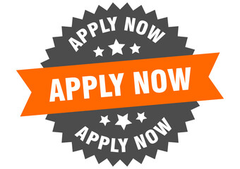 Fototapeta premium apply now round isolated ribbon label. apply now sign