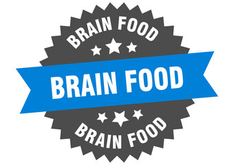 brain food round isolated ribbon label. brain food sign