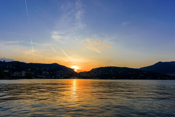 Lake Como, sunset over the city of Como