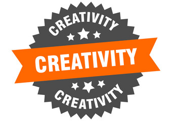 creativity round isolated ribbon label. creativity sign