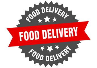 Obraz premium food delivery round isolated ribbon label. food delivery sign