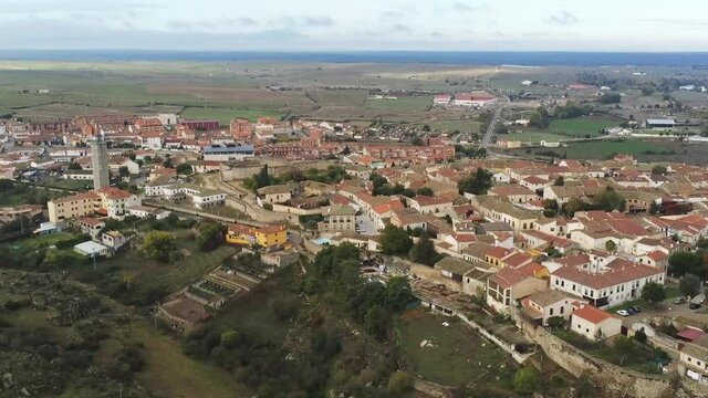 Ledesma. beautiful village of Salamanca,Spain. Aerial Drone Footage