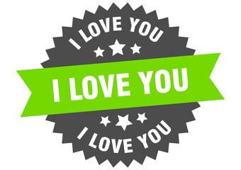 i love you round isolated ribbon label. i love you sign