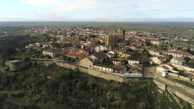 Ledesma. beautiful village of Salamanca,Spain. Aerial Drone Footage