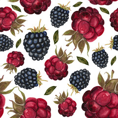 Handmade watercolor gifts of forest pattern wrap textile cover background paper raspberry blackberry