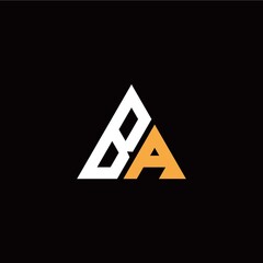 B A initial logo modern triangle with black background