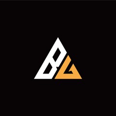 B G initial logo modern triangle with black background