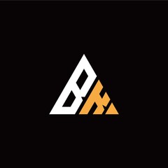 B K initial logo modern triangle with black background