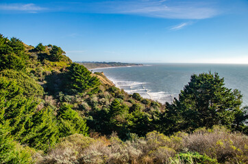 Scenic view of the ocean and cliff, California