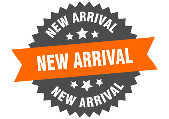new arrival round isolated ribbon label. new arrival sign