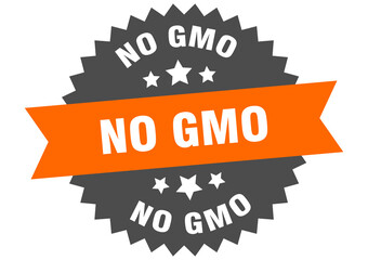 no gmo round isolated ribbon label. no gmo sign