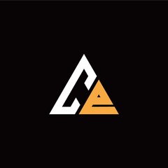 C E initial logo modern triangle with black background