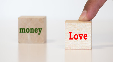 Choosing between Love And Money On Seesaw. Choosing between family and Work on seesaw.