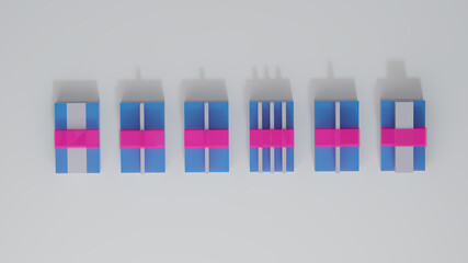 Evolution of semiconductor transistor construction. Planar, FinFET, FinFET SOI, TriGate FINFET, Nano Wire, Nano Ribbon transistors. 3D render.