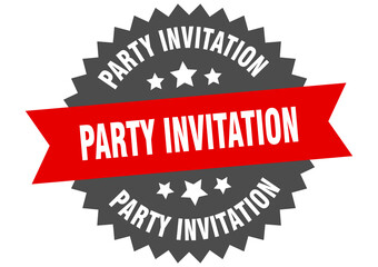 party invitation round isolated ribbon label. party invitation sign