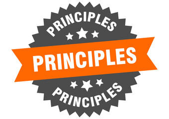 principles round isolated ribbon label. principles sign