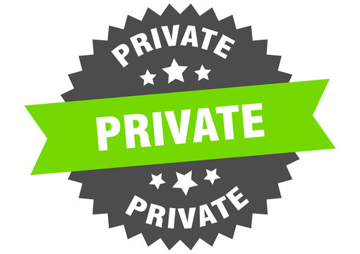 private round isolated ribbon label. private sign