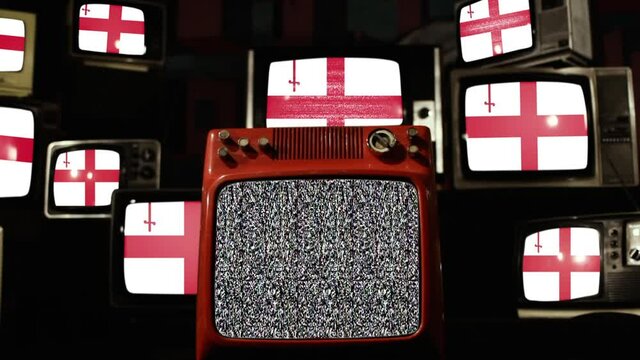 Flag of the City of London and Vintage Televisions.