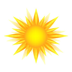  Yellow sun icon isolated on white background, sunlight, sign, summer symbol for website design, web button, mobile app.