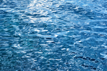 Abstract texture of the blue sea surface with ripples and reflections