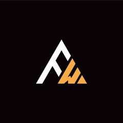 F W initial logo modern triangle with black background